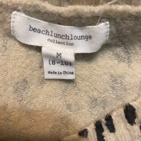 Beachlunchlounge Gray/Gold Leopard stripe pullover sweater, size M - Picture 3 of 5